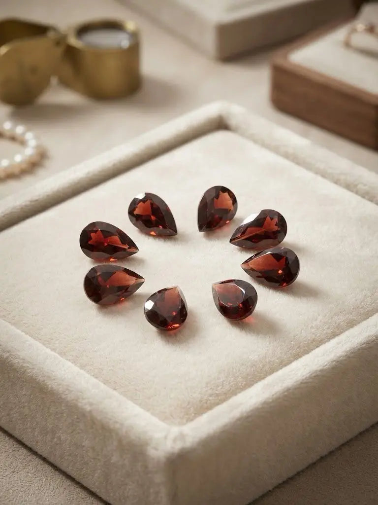 Natural Quality 8 Garnet Gemstones From Brazil, Dimension 6 x9 mm, Weight 13.0 Ct, Shape Pear Cut, GEM-ABC-323